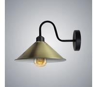 Retro Green Brass Wall Sconce E27 Screw Fitting Swan Neck Light Bulb Included