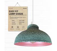 Retro Green Cama Metal Lamp Shade - 29cm Replacement Ceiling Light Shade, Industrial Easy Fit Pendant Lampshade for Table Lamp, Living Room, Bedroom, Kitchen & Hallway Lighting