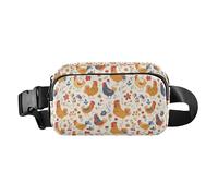 Retro Green Floral Women Men Teens Fashion Crossbody Bag Waist Packs for Travel Gym Work, Rooster Rustic Country Chicken Farmhouse Mexicana, One Size