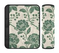 Retro Green Flowers 2 Pack car Seatbelt Covers Stop seat Belt Cutting into Neck for Airplane forro para cinturon de seguridad