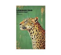 Retro Green London Zoo Leopard Print Poster Canvas Poster Bedroom Decor Landscape Office Room Decor Gift 24x36inch(60x90cm)
