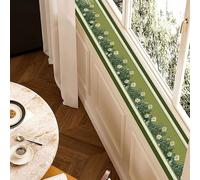 Retro Green PU Window Sill Mat with Floral, Waterproof Window Sill Protector Cushion for Balcony Bathroom Kitchen, Floor Trim Protective Cover(Green2,114x10in(290x25cm))