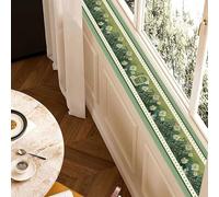 Retro Green PU Window Sill Mat with Floral, Waterproof Window Sill Protector Cushion for Balcony Bathroom Kitchen, Floor Trim Protective Cover(Green1,114x12in(290x30cm))