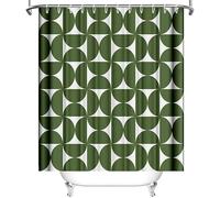 Retro Green Shower Curtain Medieval Abstract Geometry Shower Curtains for Bathroom Mould Resistant Fabric 3D Bathtub Curtain Waterproof PolyesterWashable120x180 cm (47 x 71 Inch) with 8 Hooks c.1316