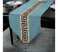 Retro Green Table Runner 33 x 220 cm - Thick Double Layer Linen for Coffee Tables Weddings & Home Decor Table Decoration