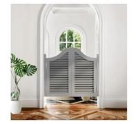 Retro Grey Solid Wood Cafe Doors - Louvered Bar Partition for Kitchen & Bathroom, Two-Way Hinged, 120x90cm, Classic Saloon Style Swinging Door Decor