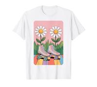 Retro Groovy 70s Daisy Roller Skates Value Graphic T-Shirt, Men, White, XL