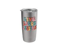 Retro Groovy 70s Live Laugh Lesbian Funny Stainless Steel Insulated Tumbler
