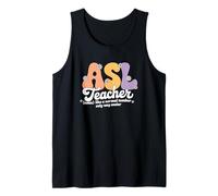 Retro Groovy ASL Teacher American Sign Language Interpreter Tank Top