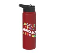 Retro Groovy Because Im Angelica Thats Why Funny Custom Name Stainless Steel Insulated Water Bottle
