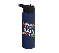 Retro Groovy Because Im ARIA Thats Why Funny Custom Name Stainless Steel Insulated Water Bottle