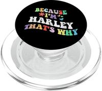 Retro Groovy Because Im Harley Thats Why Funny Custom Name PopSockets PopGrip for MagSafe