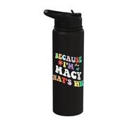 Retro Groovy Because Im MACY Thats Why Funny Custom Name Stainless Steel Insulated Water Bottle