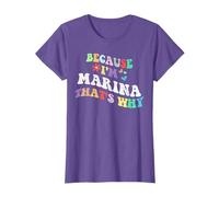 Retro Groovy Because Im Marina Thats Why Funny Custom Name T-Shirt