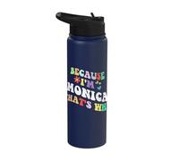 Retro Groovy Because Im Monica Thats Why Funny Custom Name Stainless Steel Insulated Water Bottle