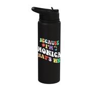 Retro Groovy Because Im Monica Thats Why Funny Custom Name Stainless Steel Insulated Water Bottle