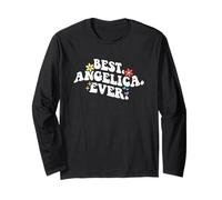 Retro Groovy Best Angelica Ever First Name Mother's Day Girl Long Sleeve T-Shirt