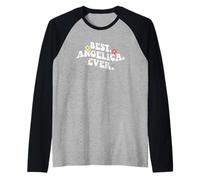 Retro Groovy Best Angelica Ever First Name Mother's Day Girl Raglan Baseball Tee