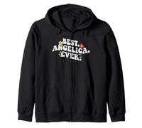 Retro Groovy Best Angelica Ever First Name Mother's Day Girl Zip Hoodie