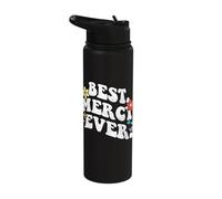 Retro Groovy Best Mercy Ever First Name Mother's Day Girl Stainless Steel Insulated Water Bottle