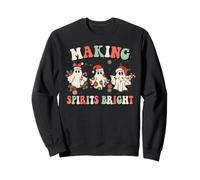 Retro Groovy Christmas Ghost Making Spirits Bright Pajamas Sweatshirt