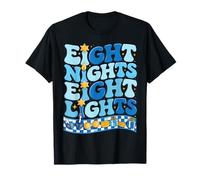 Retro Groovy Eight Nights and Eight Lights Happy Hanukkah T-Shirt