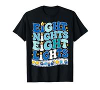 Retro Groovy Eight Nights and Eight Lights Happy Hanukkah T-Shirt