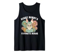 Retro Groovy Every Bunnys Favorite Nurse Easter Daisy Floral Tank Top