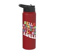 Retro Groovy Hello I'm Awesome But You Can Call Me Adele Stainless Steel Insulated Water Bottle