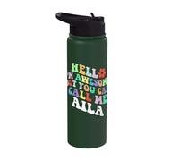 Retro Groovy Hello I'm Awesome But You Can Call Me Aila Stainless Steel Insulated Water Bottle