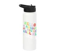 Retro Groovy Hello I'm Awesome But You Can Call Me Alexia Stainless Steel Insulated Water Bottle
