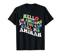 Retro Groovy Hello I'm Awesome But You Can Call Me Amirah Value Graphic T-Shirt