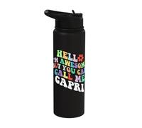 Retro Groovy Hello I'm Awesome But You Can Call Me Capri Stainless Steel Insulated Water Bottle