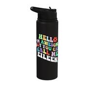 Retro Groovy Hello I'm Awesome But You Can Call Me Eileen Stainless Steel Insulated Water Bottle