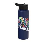 Retro Groovy Hello I'm Awesome But You Can Call Me Flora Stainless Steel Insulated Water Bottle