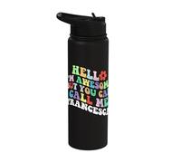 Retro Groovy Hello I'm Awesome But You Can Call Me Francesca Stainless Steel Insulated Water Bottle
