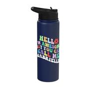 Retro Groovy Hello I'm Awesome But You Can Call Me Gabrielle Stainless Steel Insulated Water Bottle