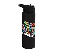 Retro Groovy Hello I'm Awesome But You Can Call Me Gabrielle Stainless Steel Insulated Water Bottle
