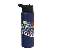 Retro Groovy Hello I'm Awesome But You Can Call Me Haisley Stainless Steel Insulated Water Bottle