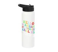 Retro Groovy Hello I'm Awesome But You Can Call Me Heaven Stainless Steel Insulated Water Bottle