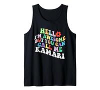 Retro Groovy Hello I'm Awesome But You Can Call Me Kamari Tank Top