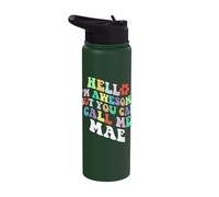 Retro Groovy Hello I'm Awesome But You Can Call Me Mae Stainless Steel Insulated Water Bottle