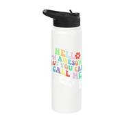 Retro Groovy Hello I'm Awesome But You Can Call Me Mercy Stainless Steel Insulated Water Bottle