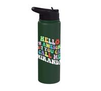Retro Groovy Hello I'm Awesome But You Can Call Me Miranda Stainless Steel Insulated Water Bottle