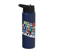 Retro Groovy Hello I'm Awesome But You Can Call Me Miranda Stainless Steel Insulated Water Bottle