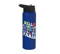 Retro Groovy Hello I'm Awesome But You Can Call Me Paris Stainless Steel Insulated Water Bottle