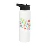 Retro Groovy Hello I'm Awesome But You Can Call Me Teresa Stainless Steel Insulated Water Bottle
