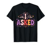 Retro Groovy I Asked She Said Yes Couples Engagement T-Shirt