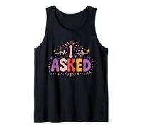 Retro Groovy I Asked She Said Yes Couples Engagement Tank Top