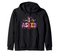 Retro Groovy I Asked She Said Yes Couples Engagement Zip Hoodie